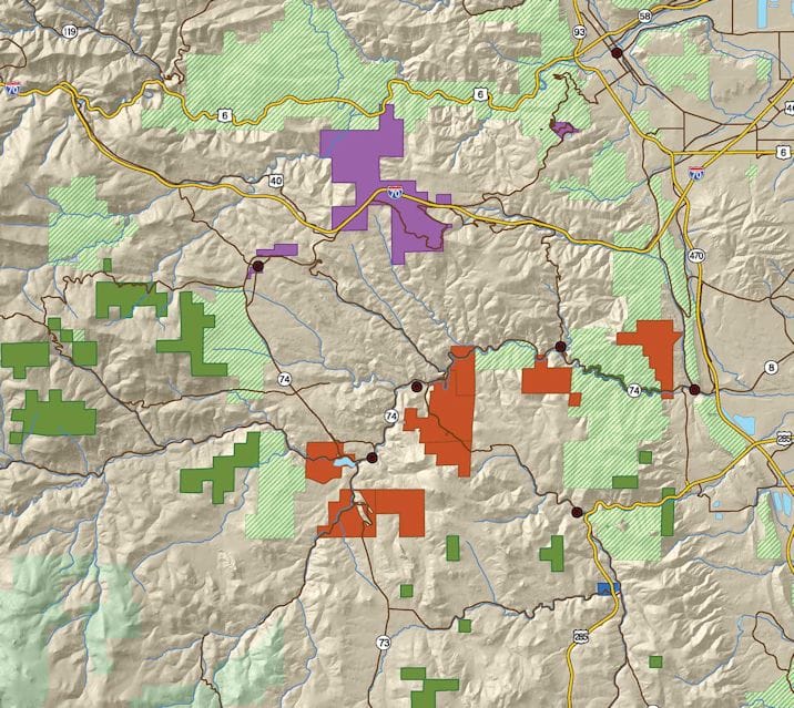 Map showing park locations