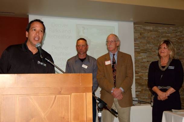 Scott Gilmore, Denver's Deputy Director of Parks and Recreation, speaks at the Jefferson County Historic Preservation Awards ceremony Thursday, October 12, 2017.